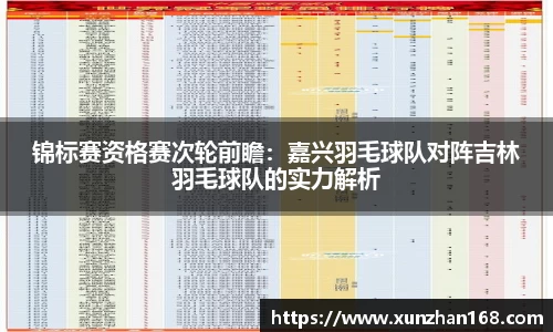 锦标赛资格赛次轮前瞻：嘉兴羽毛球队对阵吉林羽毛球队的实力解析