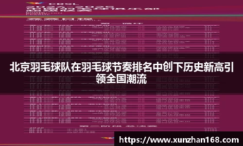 北京羽毛球队在羽毛球节奏排名中创下历史新高引领全国潮流